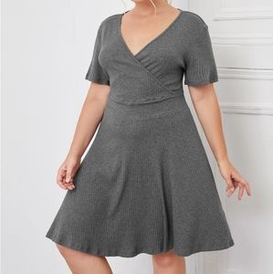 Solid Surplice Neck Dress